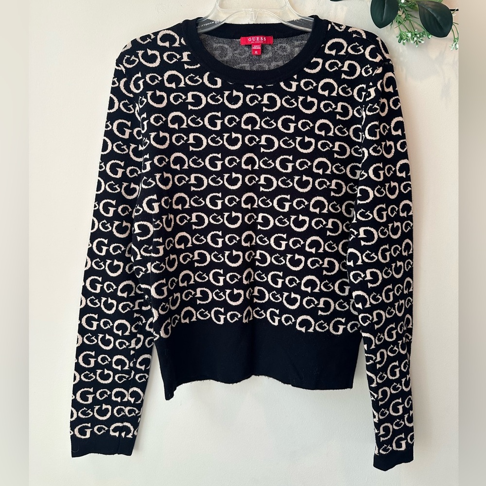 Guess Black and Cream Logo Sweater - Picture 2 of 11